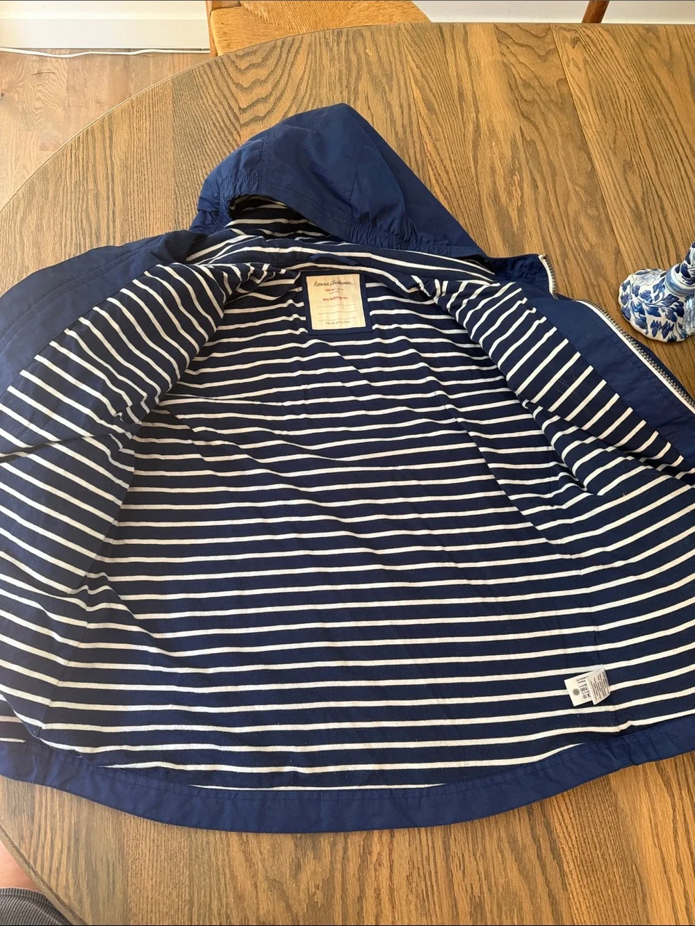 Hanna Andersson Navy and White Striped Lined Jacket